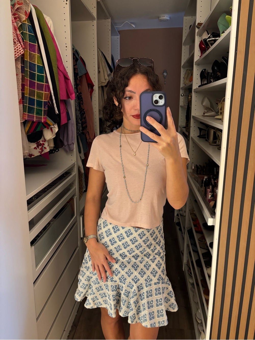 Alice + Olivia Light Pink Short Sleeve Crew Tee